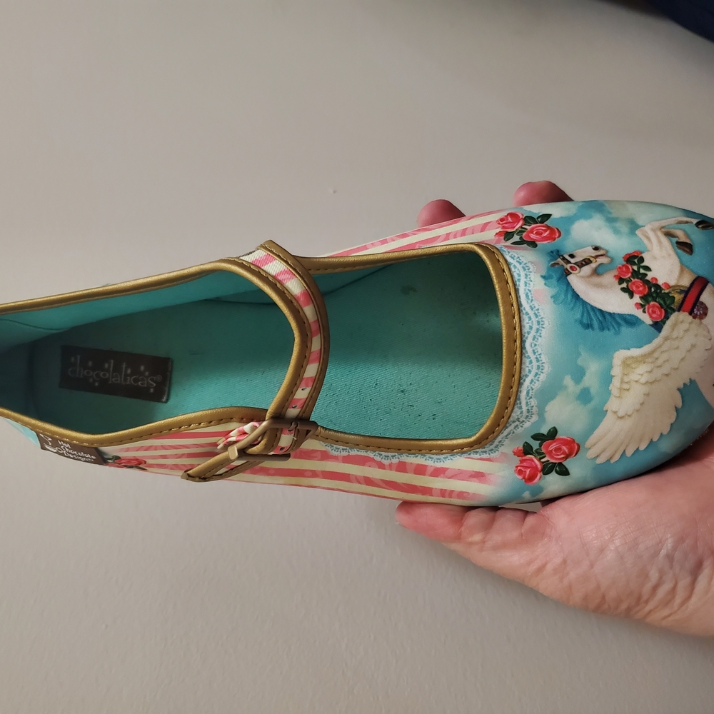 Hot Chocoalte Women's Blue and Pink Mary Jane Shoes